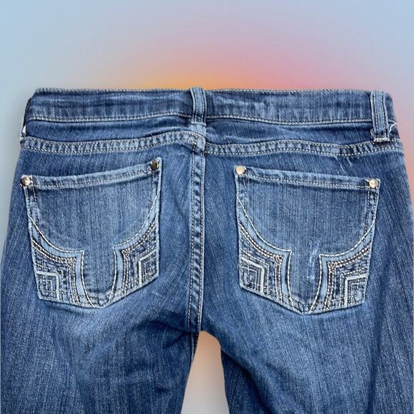 DECREE Women’s 1 (Juniors) Super Skinny Distressed Blue Jeans - Picture 2 of 4